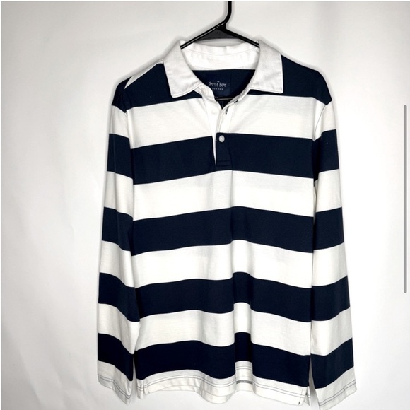 The Savile Row Company, Striped Long Sleeve Rugby Shirt, Navy/White, Size M, NWT - Picture 3 of 11